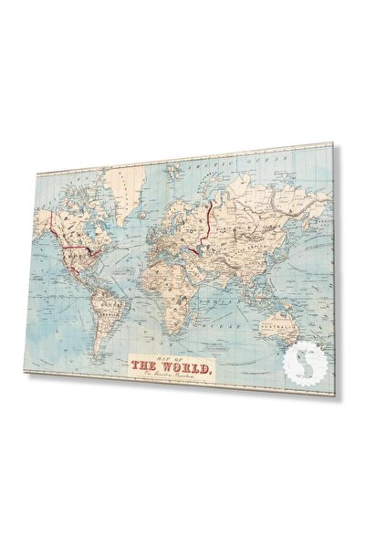 idealizbiz Hartă a lumii, hartă decorativă din sticlă, sticlă temperată rezis...