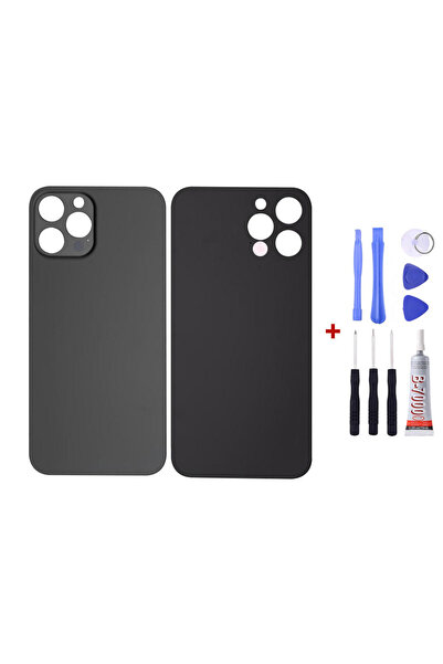 Yedcom Iphone 12 PRO MAX Siyah Uyumlu Arka Kapak Arka Cam Pil Kapağı Tamir Setli