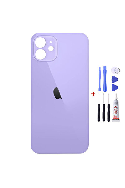 Yedcom Iphone 12 Mor Uyumlu Arka Kapak Arka Cam Pil Kapağı Tamir Setli