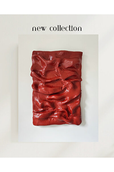 ZenArte El Yapımı Modern Soyut Duvar Sanatı – Bordo Dokulu Sanat Objesi