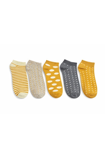 Black Arden Socks Kadın Patik Çorap 5 Çift Desenli Pamuklu Günlük Rahat