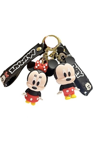 OEM Set of 2 Mickey & Minnie Keychains, Silicone, Multicolor