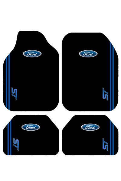 Pixel Dizayn Ford Logolu Oto Halı Paspas 4 Parça Set Kaymaz Dot Taban Siyah A...