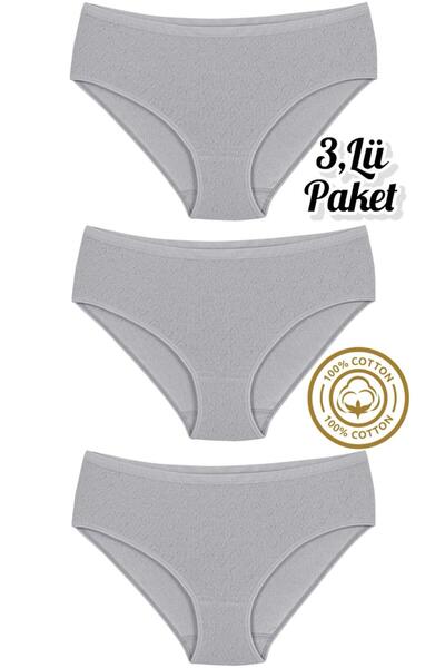 Özten İç Giyim 3-Pack 100% Cotton Heart High Waist Bato Women's Panties Ozten...