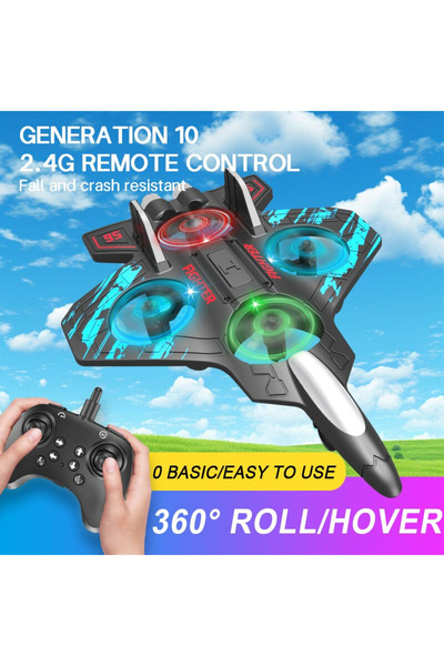 Promagg Avion cu telecomandă pentru acrobații la 360 de grade, lumini LED, de...