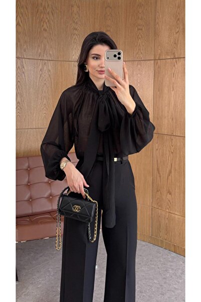 HAZELANNA بلوزة سوداء مربوطة