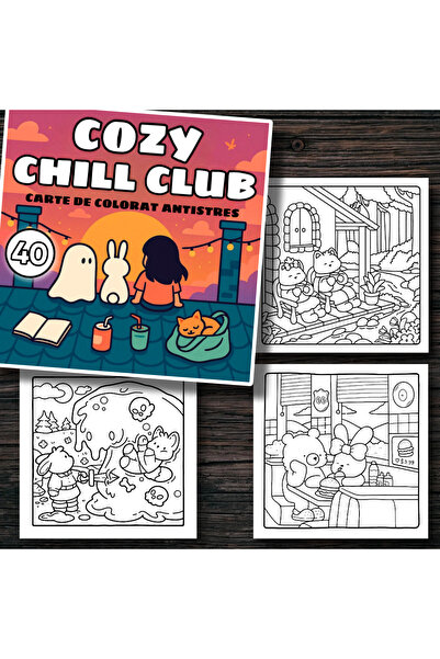 COZY Carte de Colorat Antistres - 40 de ilustratii - Chill Club