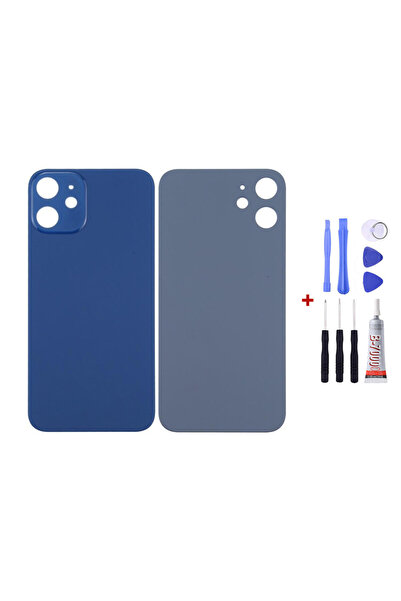 Yedcom Iphone 12 Mavi Uyumlu Arka Kapak Arka Cam Pil Kapağı Tamir Setli
