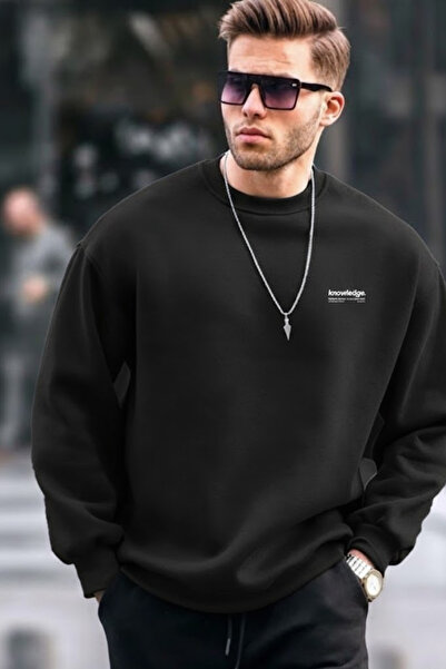 COMBİNE MİCHAİL Hanorac negru lejer cu imprimeu text pentru bărbați