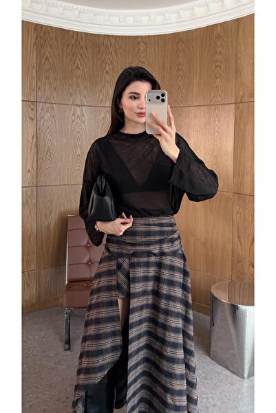 HAZELANNA Black Basic Transparent Blouse