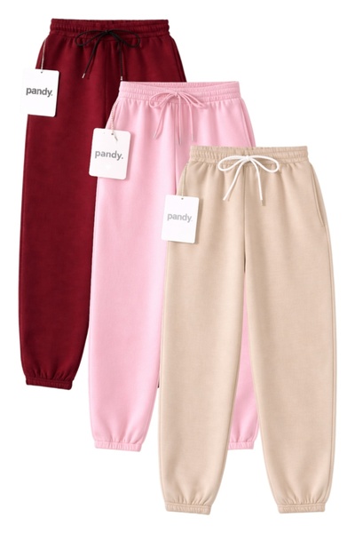 pandy 3-Piece Unisex Full-Fit Sweatpants with Elastic Cuffs