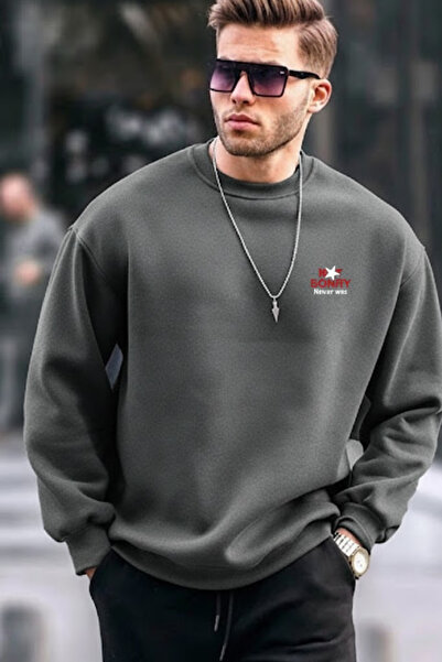 COMBİNE MİCHAİL Ανδρικό φούτερ με στάμπα Not Sorry, καπνιστό