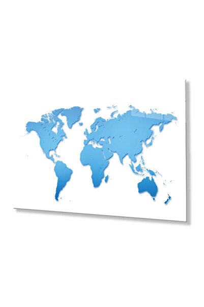 idealizbiz Hartă a lumii albastră și albă, de 4 mm, din sticlă temperată rezi...