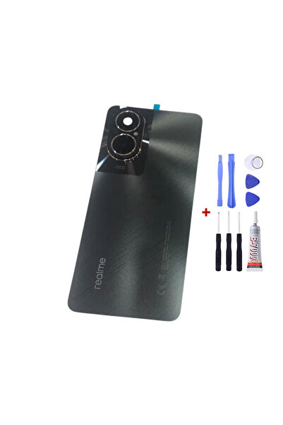 Yedcom Realme 12 Lite Siyah Arka Kapak Arka Cam Pil Kapağı Tamir Setli