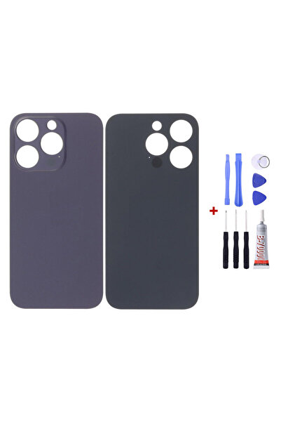 Yedcom Iphone 14 PRO Mor Uyumlu Arka Cam Kapak Pil Kapağı Tamir Set Beraber