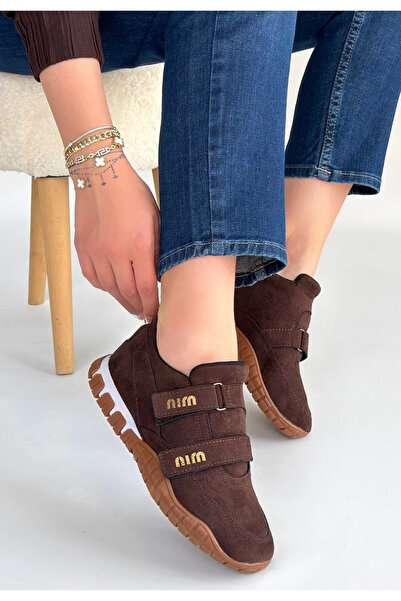 ALFA AKSESUAR 03 Tunga Brown Suede Velcro Sneakers