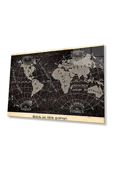 idealizbiz Harta lumii vechi, alb-negru, de 4 mm, din sticlă temperată, rezis...