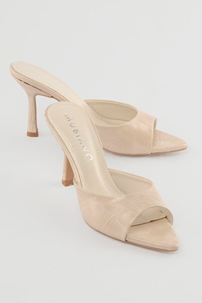 Mubiano Women's Stiletto Pointed Toe Crocodile Patterned Front and Back Open ...