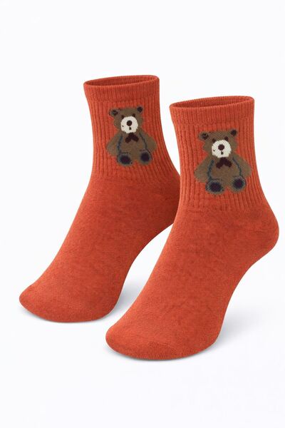 İpeksi Teddy Bear Pattern Organic Combed Cotton Socks