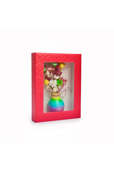 Eventissimi Martisor magnet frigider, mini vaza cu flori naturale uscate in c...