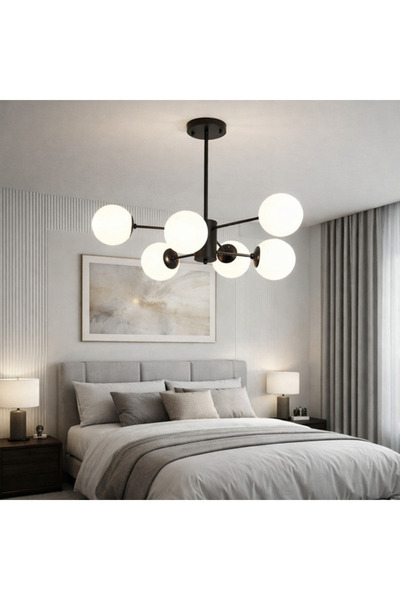 Jiju Chandelier Lampshade MAT BLACK 6XE27 3+3 BK