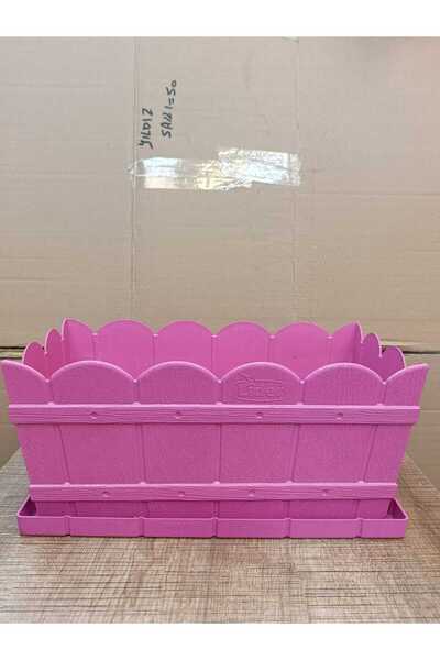 Özlider Balkon Saksı Dikdörtgen Açık Pembe(Altlık Dahil)