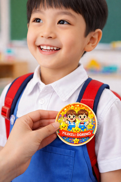 Fynbos 5 Adet Yıldızlı Öğrenci Rozeti 44 mm – Öğrenci Ödül Rozeti – Okul, Öğr...