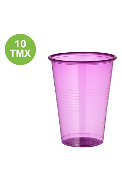 OEM Set of 10 Transparent Purple Plastic Cups 480ml