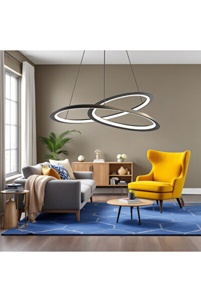 Jiju Lustra LED Suspendata 120W Lumea Black Telecomanda Echivalent 600W