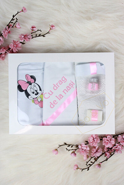 GoVo Kids Trusou botez Fetita, 6 piese, Minnie – Set botez, Cadou Nasi