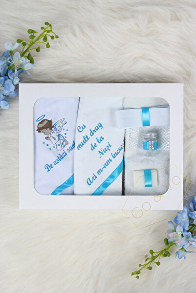 GoVo Kids Baby Boy Baptism Kit, 6 Pieces, Angel – Baptism Set, Godparents Gift