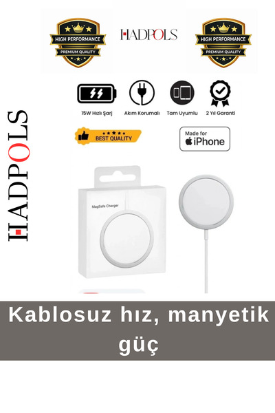HadPols #ŞarjAleti iPhone 11 12 13 14 15 16 Uyumlu Magsafe Kablosuz Hızlı Şar...