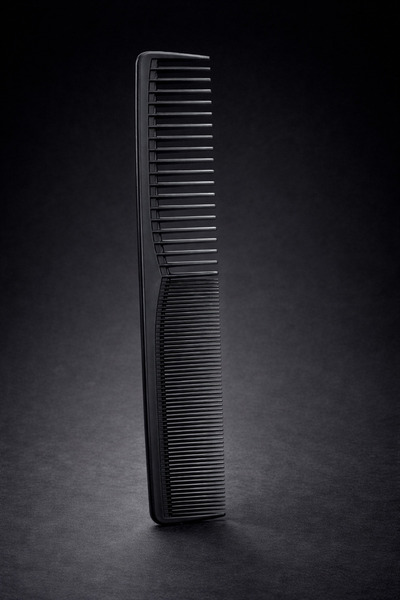 OEM Professional barber comb with rare and fine teeth – black model, double t...