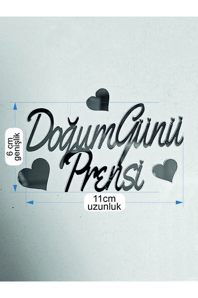 DOĞUM GÜNÜ PRENSİ GÜMÜŞ PASTA ÖNÜ PLEKSİ YAZI,PASTA YAZISI,DOĞUM GÜNÜ PLEKSİ,PASTA ÜSTÜ YAZI