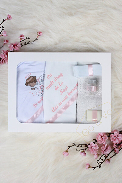 GoVo Kids Trusou botez Fetita, 6 piese, Ingeras – Set botez, Cadou Nasi