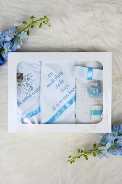 GoVo Kids Trusou botez Baietel, 6 piese, Ingeras – Set botez, Cadou Nasi