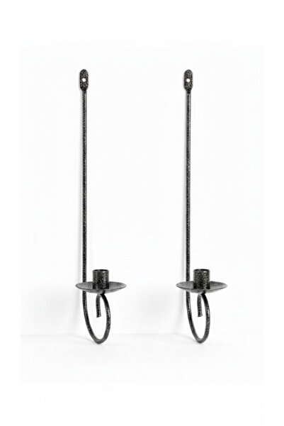 Samsun Demsa Demir Ferforje Gümüş Dövme Dokulu Ferforje İkili Duvar Şamdanı S...