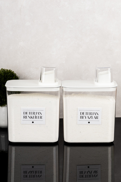 dnshome 2'li 2200 ml Deterjan Saklama Kabı Kendinden Ölçekli Renkliler & Beya...