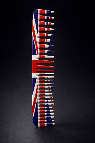 OEM Professional barber comb with mixed teeth – red-blue-white model, Union s...