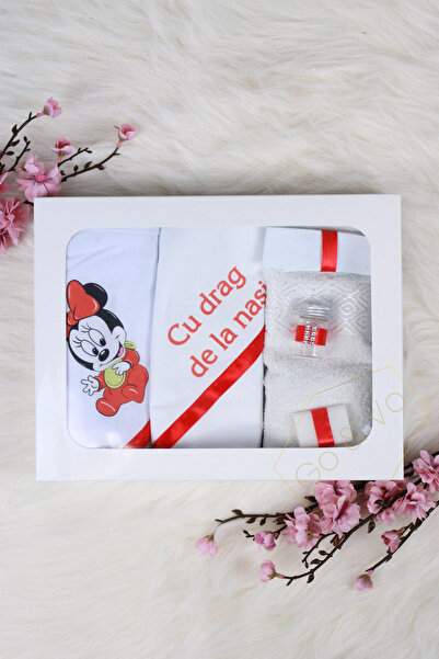 GoVo Kids Trusou botez Fetita, 6 piese, Minnie – Set botez, Cadou Nasi
