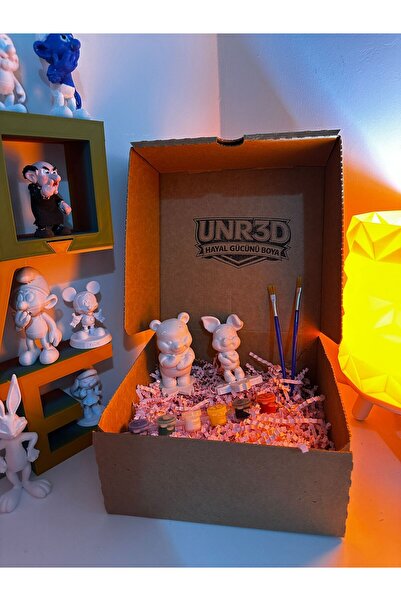 3DDream Winnie ve Piglet Boyama Seti Sevgililer Özel 6 renk+2 fırça+2 figür
