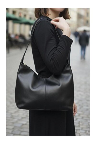 alaracanta Casual Leather Strap Women's Hand and Shoulder Bag / Black