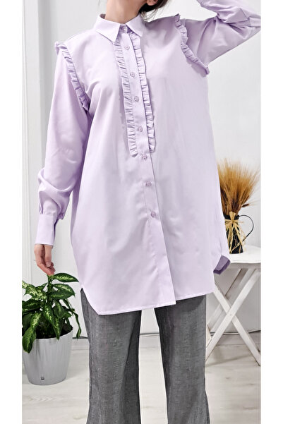 PNRSTİL Women's Shirt with Ruffled Front