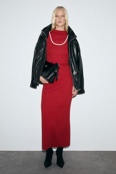 GRIMELANGE Deports Women's Soft Stretch Fabric Contrast Piping Double Collar ...