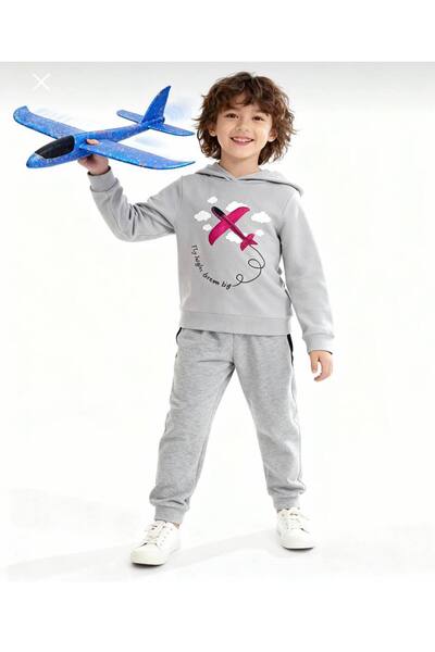 STORE35 Children's Pajama Set – Soft Fabric, Comfortable Fit |   Gift Toy Airplane Set Blue