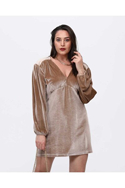 PLUSSELLE BÜYÜK BEDEN ELBİSE GÜNDÜZ VE GECE ÖZEL TASARIM KADİFE ŞIKLI