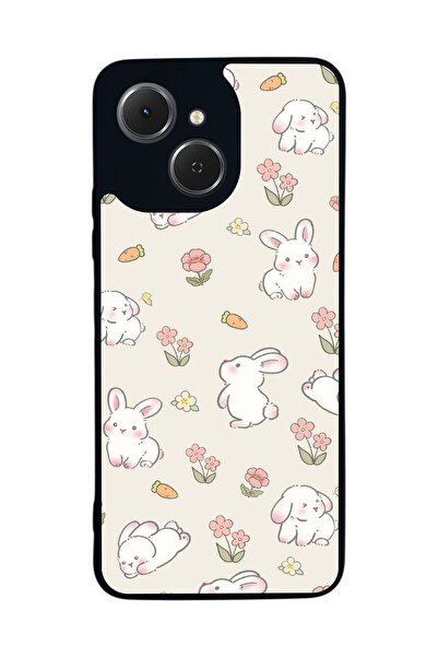 TECNO Spark 40C Uyumlu Tavşan Tasarımlı Glossy Mat Siyah Silikon Telefon Kılıfı