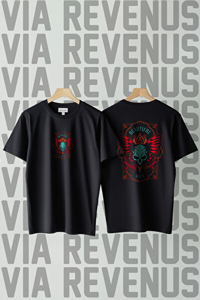 Vordevia Tricou unisex cu imprimeu Beautiful Lies, cu gât rotund și croială l...