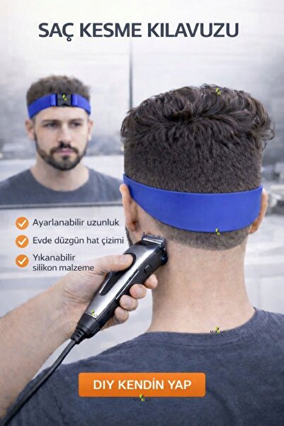 Mimlo Ayarlanabilir Silikon Saç Kesim Bandı ve Ense Tıraşı Şablonu - Evde Ber...