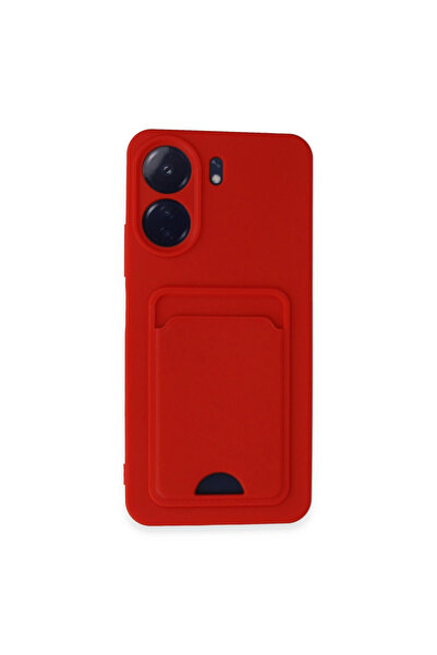 eco port حافظة Redmi 13c من السيليكون مع بطاقة عمل كلفن - أحمر